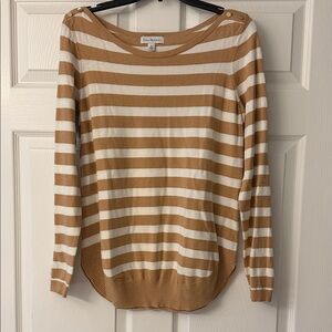Kim Rogers Tan and White Striped Sweater